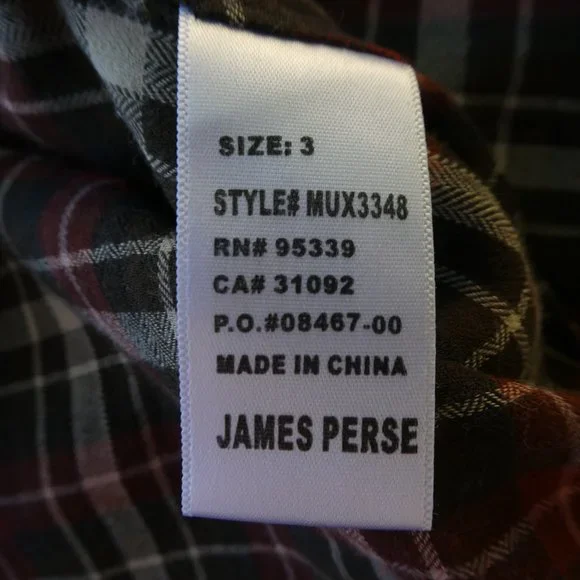 James Perse Brown Plaid Shirt Cotton Blend Long Sleeve Button Front 3 Large L
